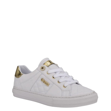 GUESS Women's Loven Sneaker, White, 3 UK