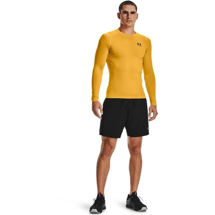 Under Armour Men's HeatGear Compression Long Sleeve T-Shirt Crew Neck Sweatshirt, Steeltown Gold (750)/Black, L
