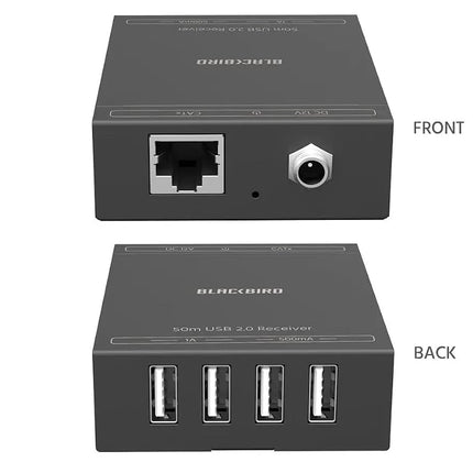 Monoprice Blackbird 4-Port USB 2.0 Extender Over Cat5e/6-50 Meters (164 Feet) Plug and Play, No Driver, for Windows, MacOS, Android, Linux