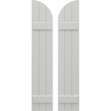 Ekena Millwork ARW101BQ311X33STH Americraft Three 2 Exterior Real Wood Joined Board-n-Batten Shutters w/Arch Top (Per Pair), 10 1/2"W x 33"H, Hailstorm Gray