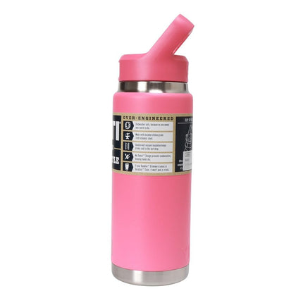 YETI Rambler 26 oz Bottle, Vacuum Insulated, Stainless Steel with Color Matching Straw Cap, Tropical Pink