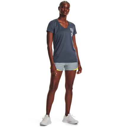 Under Armour Pantalones Cortos Play Up 3.0 para Mujer, (465) Harbor Blue/Starfruit/Downpour Gray, X-Large, (465) Harbor Blue/Starfruit/Downpour Gray, XL