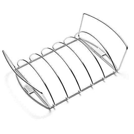 Weber Premium Spare Rib Holder & Roasting Basket, can be Used on Both Sides, Dishwasher Safe, fits Weber Q 300/3000 & Larger Gas Grills as Well as Charcoal Grills from Ø 57 cm - Silver (6469)