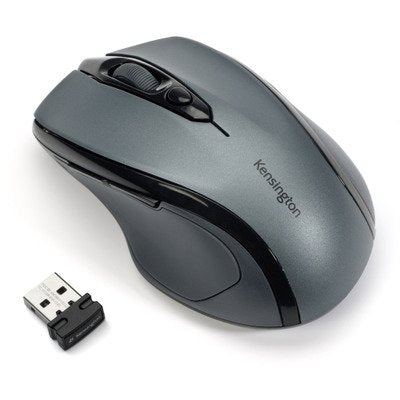 Kensington Pro Fit Wireless Mouse - Mid-Sized 5-Button Optical Home Office Wireless Mouse with Ergonomic Right-Handed Shape and Plug & Play Set Up - Compatible with Windows & MacOS - Grey