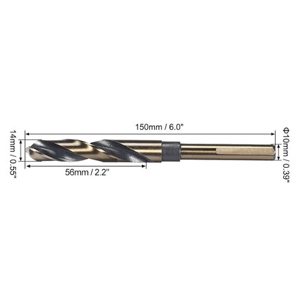 uxcell Reduced Shank Twist Drill Bits 14mm Black Nitride & Gold Titanium Coated High Speed Steel 4341 with 10mm (3/8") Shank for Stainless Steel Alloy Metal Plastic Wood
