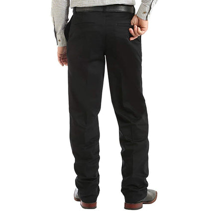 Wrangler Men's Riata Flat Front Relaxed Fit Casual Pant, Black, 38W x 30L