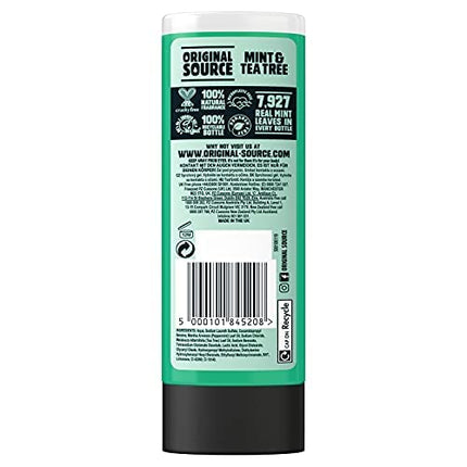 Original Source Mint and Tea Tree Shower Gel, 100 Percent Natural Fragrance, Vegan, Cruelty Free, Paraben Free, Bulk Buy, Pack of 6 x 250 ml