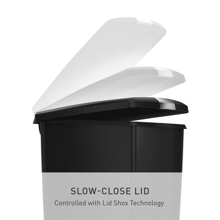 simplehuman CW1361 40L Slim Recycling Kitchen Pedal Bin with Lid Lock, Silent Soft Close Lid, Built In Wheels, Stay-Open Lid, Black Plastic, W 26.0cm x H 64.0cm x D 49.0cm