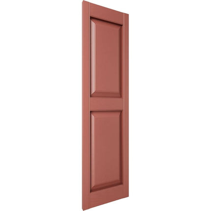 Ekena Millwork Lifetime Vinyl LP2S12X06700RD Standard Two Equal Panel Vinyls, Raised Panel Vinyl Shutters, w/Installation Shutter-Lok's & Matching Screws (Per Pair), 12'W x 67'H, Burgundy Red
