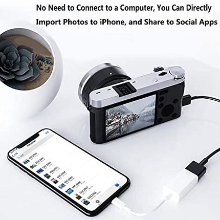 Apple Lightning to USB Camera Adapter, USB 3.0 OTG Cable for iPhone/iPad to Connect Card Reader, USB Flash Drive, U Disk, Keyboard, Mouse, Hubs, MIDI, Plug & Play (White)