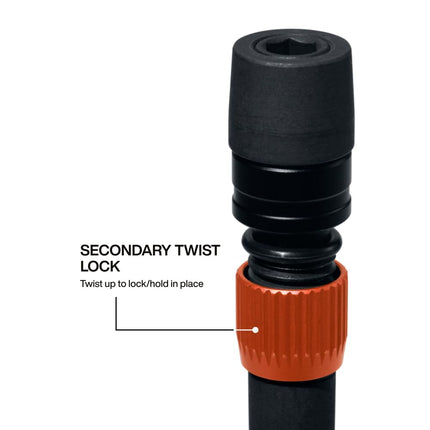 Klein Tools 31089 12-Inch Dual-Lock Extension, 1/4-Inch Hex Shank Impact Bit Holder, Quick-Release Locking Mechanism with Secondary Twist Lock, Compatible with Impact Drivers and Drills