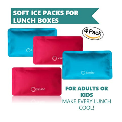 Ice Pack for Lunch Box, Kids Bag and Bento Boxes, Reusable and Refreezable Soft Slim Pouches for Travel, School, Work or Camping, Long Lasting Cold, Flexible | (Pink Turquoise)…