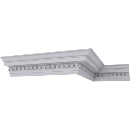 Ekena Millwork MLD05X05X07DE-CASE-2 Dentil Crown Moulding (2-Pack), 5"H x 5"P x 7 1/8"F x 94 1/2"L, Factory Primed