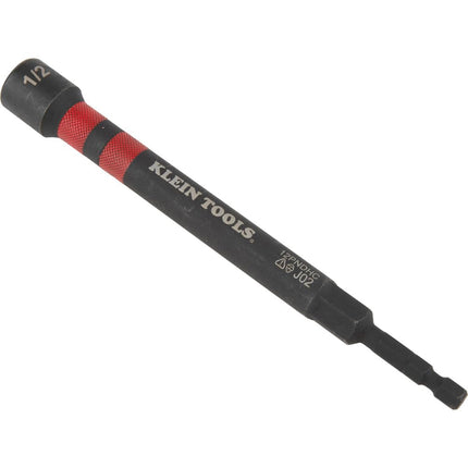 Klein Tools 12PNDHC 1/2-Inch Magnetic Color-Coded Power Nut Driver, SAE, Impact-Rated Hollow Nut Driver with 5-Inch Extended Reach Shaft