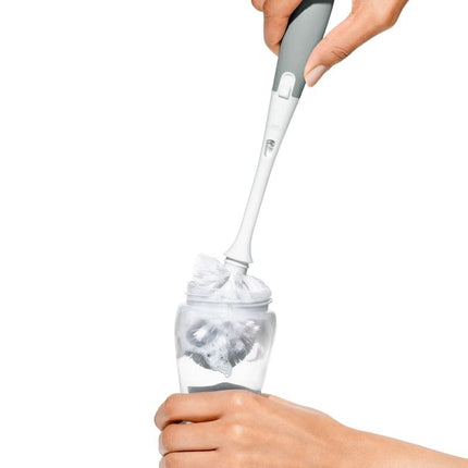 OXO Tot Bottle Brush with Nipple Cleaner and Stand – Gray, 2-Pack