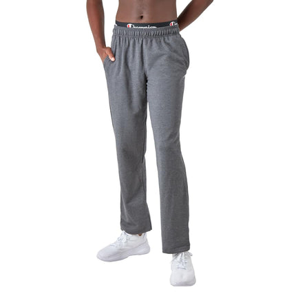 Champion Men's, Powerblend, Fleece Open-Bottom Sweatpants (Reg. Or Big & Tall) Pants, Granite Heather C Patch Logo, Medium
