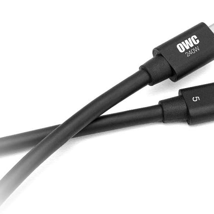 Câble USB-C OWC [certifié Intel 80 Gbit/s Thunderbolt 5 avec vidéo 8K et charge 240 W – Vitesse de données bidirectionnelle de 80 Gbit/s, jusqu'à 120 Gbit/s pour une bande passante d'affichage supérieure – Garantie de 3 ans (0,3 m)
