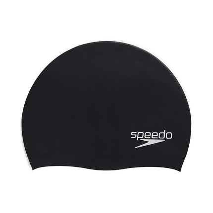 Speedo Elastomeric Solid Soft Silicone Swimming Dome Swim Cap - Black, One-Size