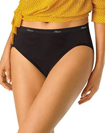 hanes Women's n's Cotton Hi-Cut Underwear, 10-Pack, Assorted-10 Pack, 10