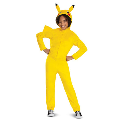 Pikachu Costume for Kids, Official Pokemon Costume Hooded Jumpsuit, Child Size Large (10-12)