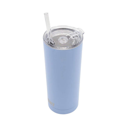 BUILT Double Walled Stainless Steel Tumbler Set with Replacement Lid, 2 Reusable Tritan Wire Straw Cleaning Brush in Gift Box, 1 Count (Pack of 1), Cerulean