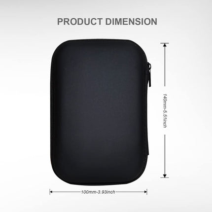 Étui de transport pour disque dur Housse de rangement universelle compatible avec Western Digital WD Elements Seagate, étui de voyage antichoc en EVA de 2,5'' (Noir)