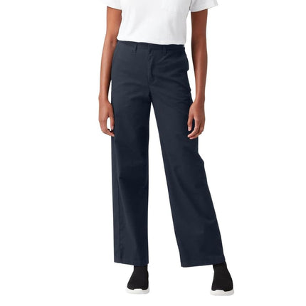 Pantalon sergé taille haute jambes larges Dickies pour femme, bleu marine foncé délavé, 26