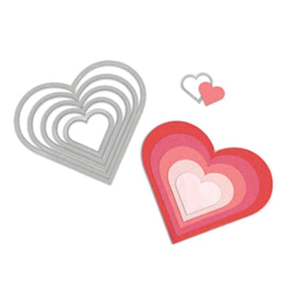 Sizzix Framelits Die Set 657561, Hearts, 6 Pack, M