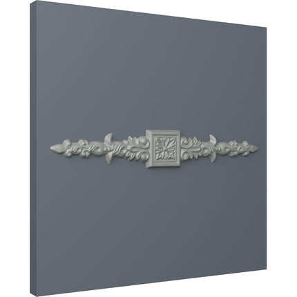 Ekena ONL10X01X01FL 10 W x 1 5/8" H x 1/4" P Floral Center Spread Onlay, Primed