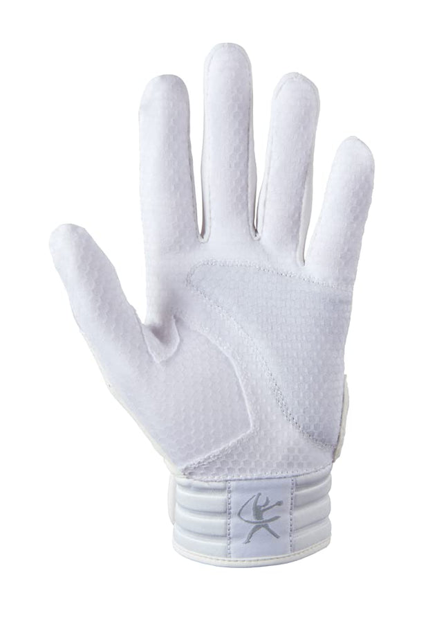 Mizuno Finch Women's Softball Padded Batting Glove, White-Gold, X-Small