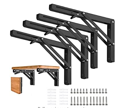 AUTOHJ Folding Shelf Brackets - 14 Inch 4 Pcs Heav