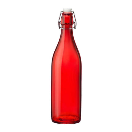 Bormioli Rocco Giara Red Glass Swing Top Bottle, 33 3/4 oz by Bormioli Rocco