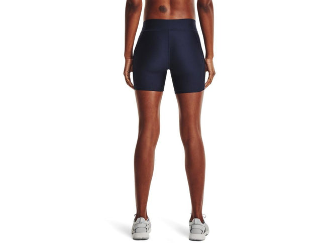 Under Armour Mallas cortas HeatGear Armour Mid Rise Middy para mujer, Midnight Navy (410)/White, XL