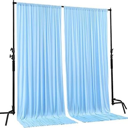 AK TRADING CO. 10 feet x 10 feet Polyester Backdrop Drapes Curtains Panels with Rod Pockets - Wedding Ceremony Party Home Window Decorations - Light Blue (DRAPE-5X10-LTBLUE)