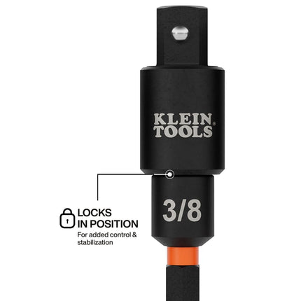 Klein Tools 65813SW 3-Piece Impact Driver Swivel Socket Adapter Set, 20-Degree Swivel, Impact-Rated Socket Extension, Ball Detent, High-Visibility