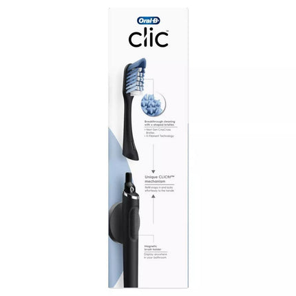 Oral-B Clic Manual Toothbrush, Onyx Black, with Magnetic Toothbrush Holder - 1 Count 049-09-6257 1.0 Count