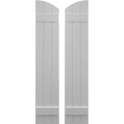 Ekena Millwork ARW101BE311X60PRH Americraft Three 2 Exterior Real Wood Joined Board-n-Batten Shutters w/Elliptical Top (Per Pair), 10 1/2"W x 60"H, Primed