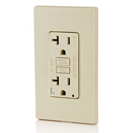 Leviton AFTR2-T SmartlockPro Outlet Branch Circuit Arc-Fault Circuit Interrupter Receptacle, 20-Amp, 120-volt, Light Almond