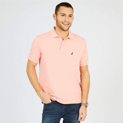 Nautica Men's Big and Tall Classic Fit Short Sleeve Solid Soft Cotton Polo Shirt, Coral Sands, 1X