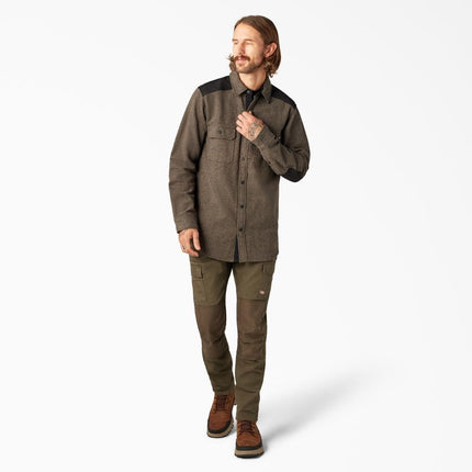 Dickies Mens Heavyweight Flannel Work Shirt, Military Green, Medium