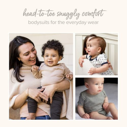 Burt's Bees Baby Bodysuits, Short Sleeve and Long Sleeve One-Pieces, 100% Organic Cotton, Pack of 5, Cloud Long Sleeve, 24 Months