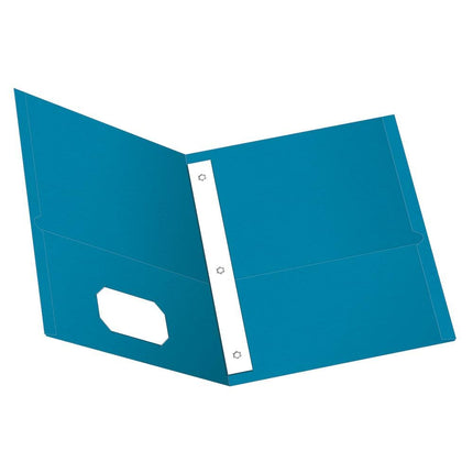 Oxford Two-Pocket Folders w/Fasteners, Light Blue,