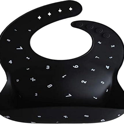 mushie Silicone Baby Bib | Adjustable Fit Waterproof Bibs (Numbers Black)