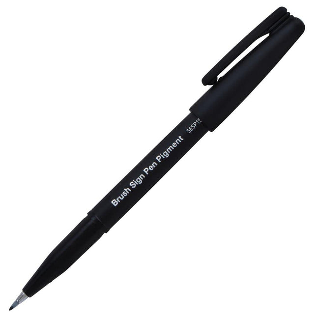 Pentel Arts Sign Pen Brush, Gray Pigment Ink, 1 Pack