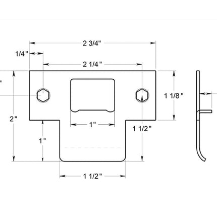 Deltana TSPE200 2-3/4" x 2-1/8" Extended Lip T-Strike Plate, Satin Nickel