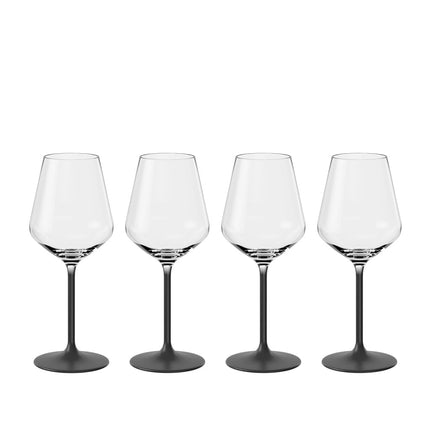 Villeroy & Boch - Manufacture Rock White Wine Glass Set 4 Pieces 380 ml Black, Dishwasher Safe, Black Wine Glasses, Crystal Glass