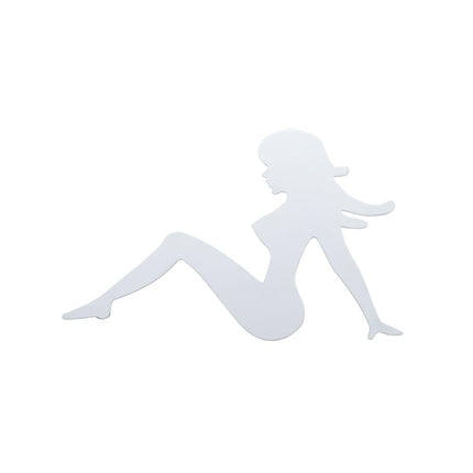 United Pacific 10902 Chrome 6 1/2" X 9" Medium Sitting Lady Mud Flap Cut-Out (Facing Left)