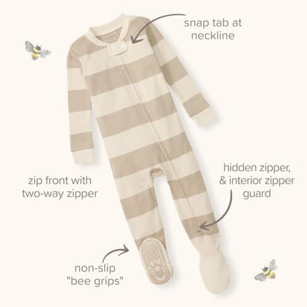 Burt's Bees Baby baby-boys Sleeper Pjs, 100% Organic Cotton, One-piece Footie, Zip Up Jumpsuit, Snug Fit Pajamas, Earth Love, 18 Months