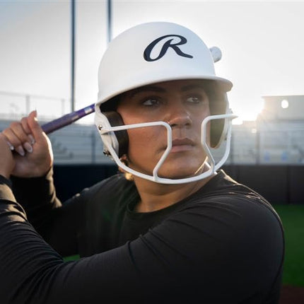 Rawlings | MACH HI-VIZ Fastpitch Softball Batting Helmet | Face Guard Attached | Purple | Senior - 6 7/8" - 7 5/8"