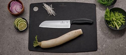 Victorinox Swiss Classic Fluted Wide Blade Santoku Knife, Black, 6.8523.17B